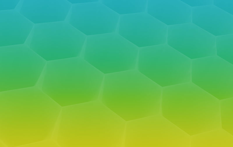 黄色和绿色的彩色巨型六边形背景插图