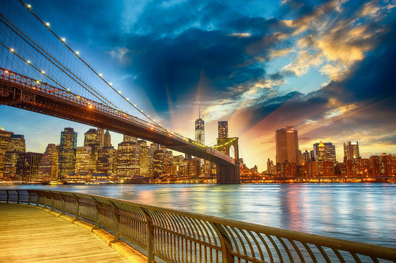曼哈顿-纽约市-壮观的日落城市景色