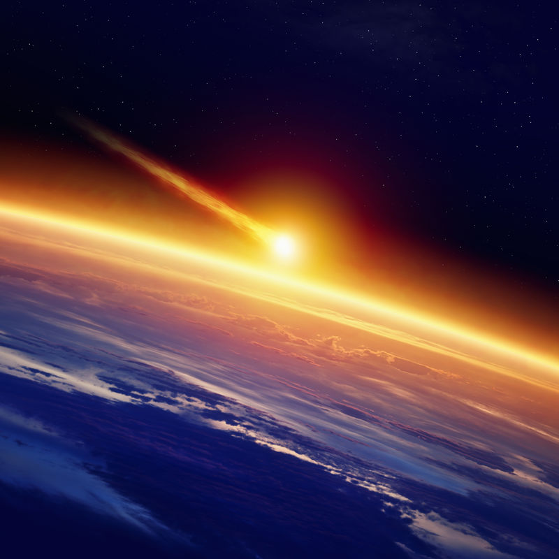 抽象科学背景-小行星撞击地球