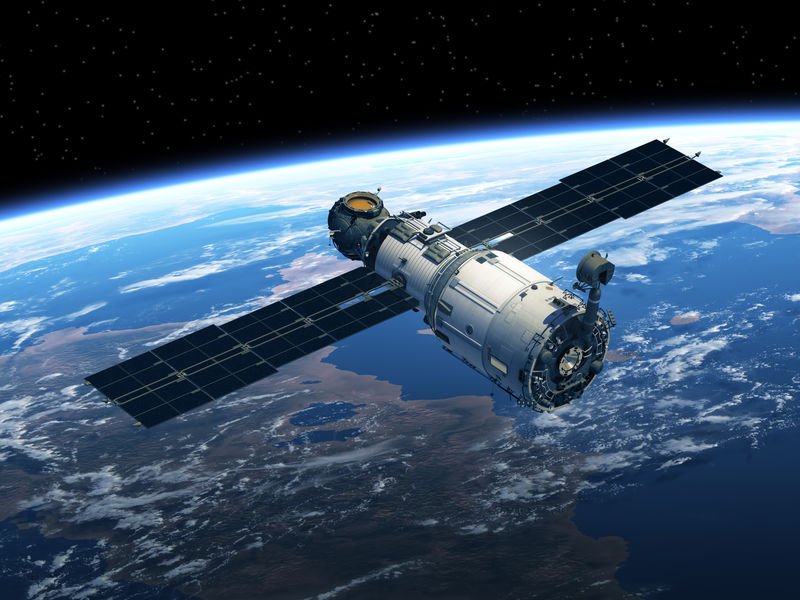 绕地球运行的空间站-3D场景-这张图片的元素由美国宇航局提供