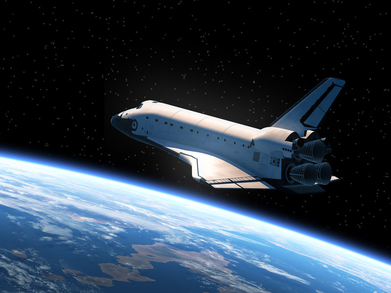 绕地球运行的航天飞机-3D场景-这张图片的元素由美国宇航局提供