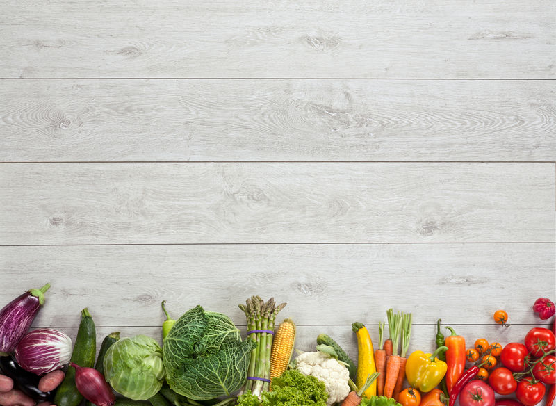 餐桌上不同蔬果的健康食物背景摄影