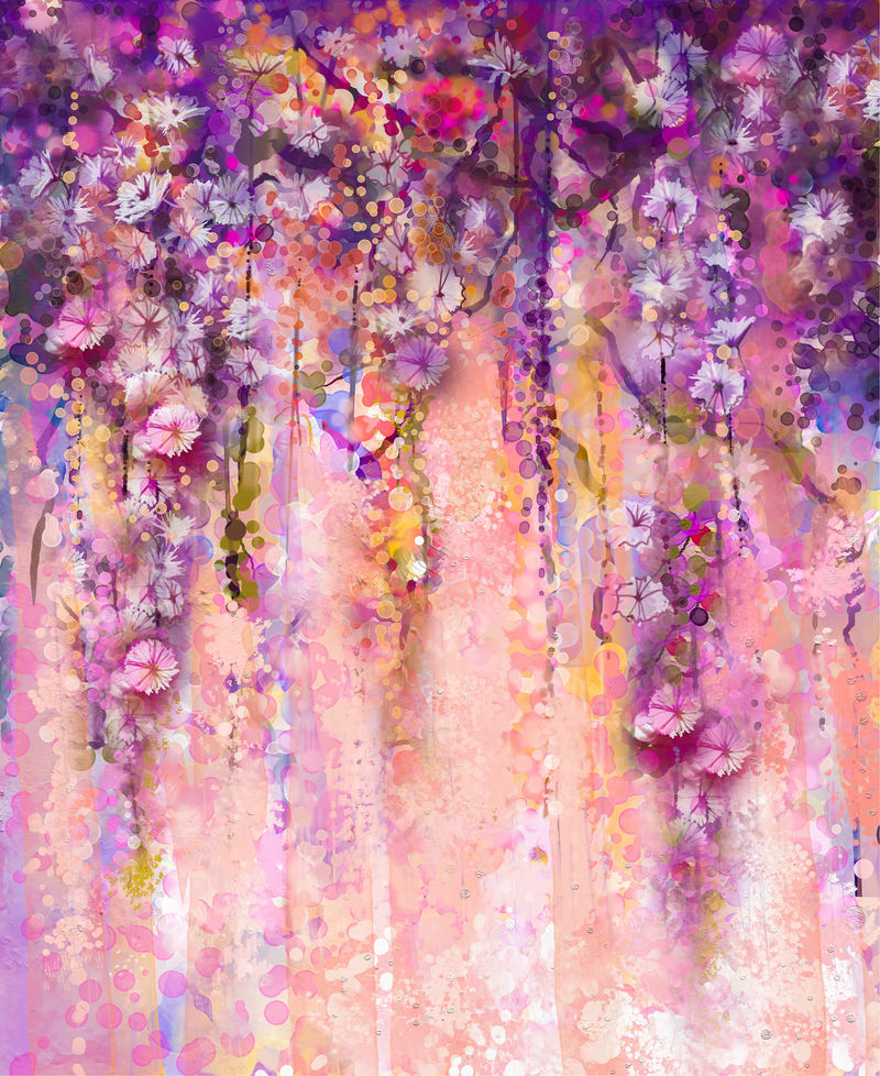 抽象花卉水彩画 春天紫藤紫花 背景是博克素材 高清图片 摄影照片 寻图免费打包下载