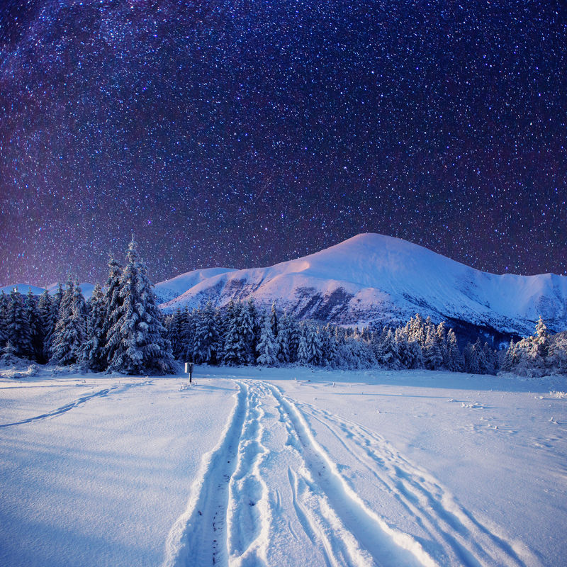 冬雪夜星空素材 高清图片 摄影照片 寻图免费打包下载