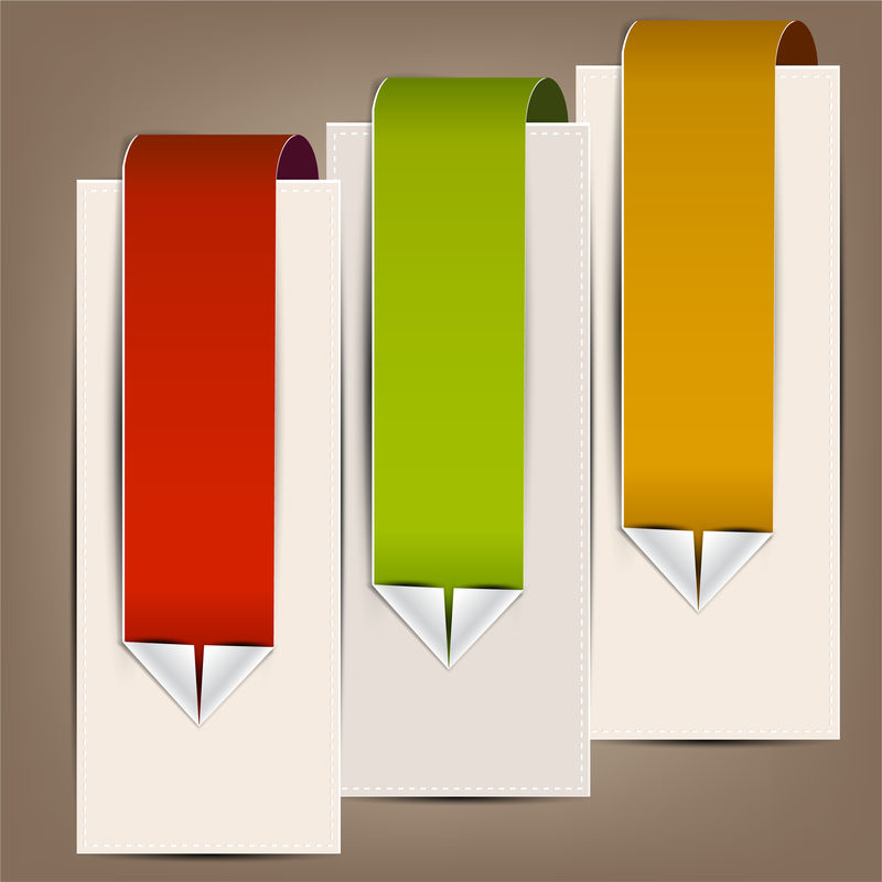 彩色书签和文字箭头