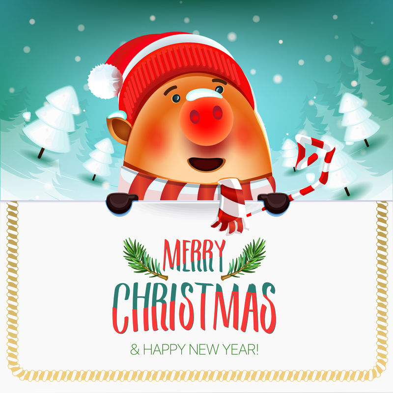 2019新年和圣诞快乐标志。