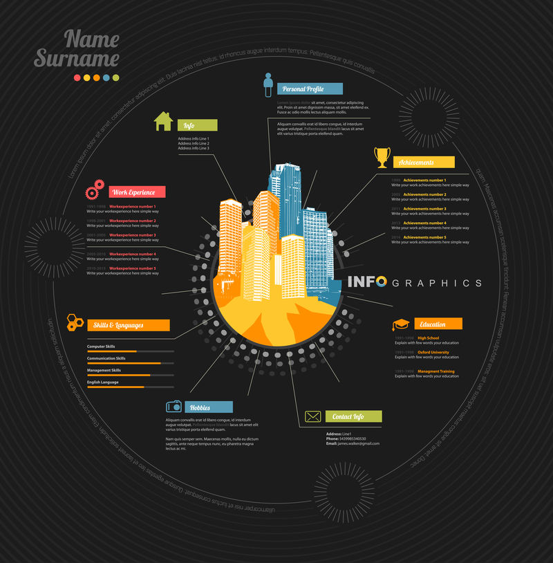 创意丰富的简历模板。