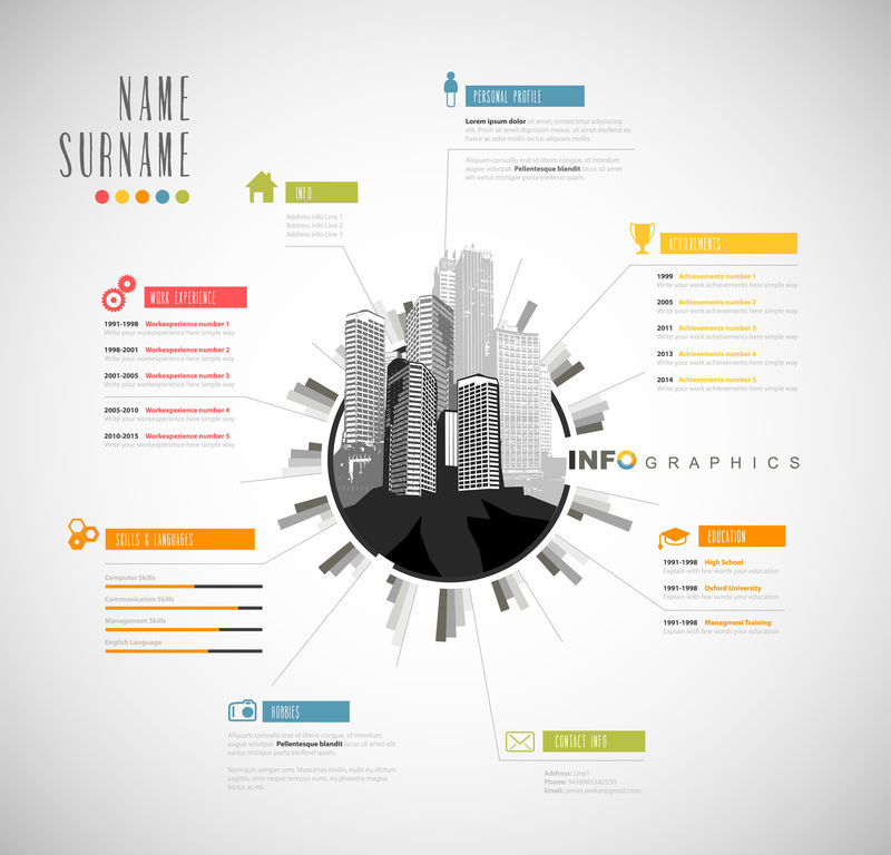 创意丰富的简历模板。