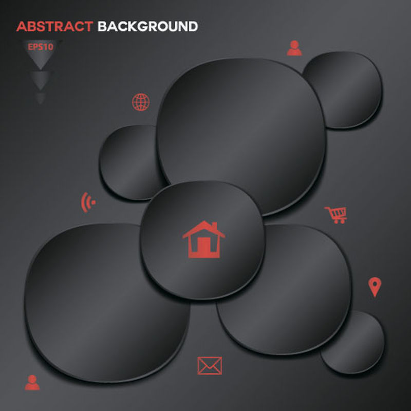 抽象黑色几何背景、信息图形、横幅模板、矢量图、展示布局