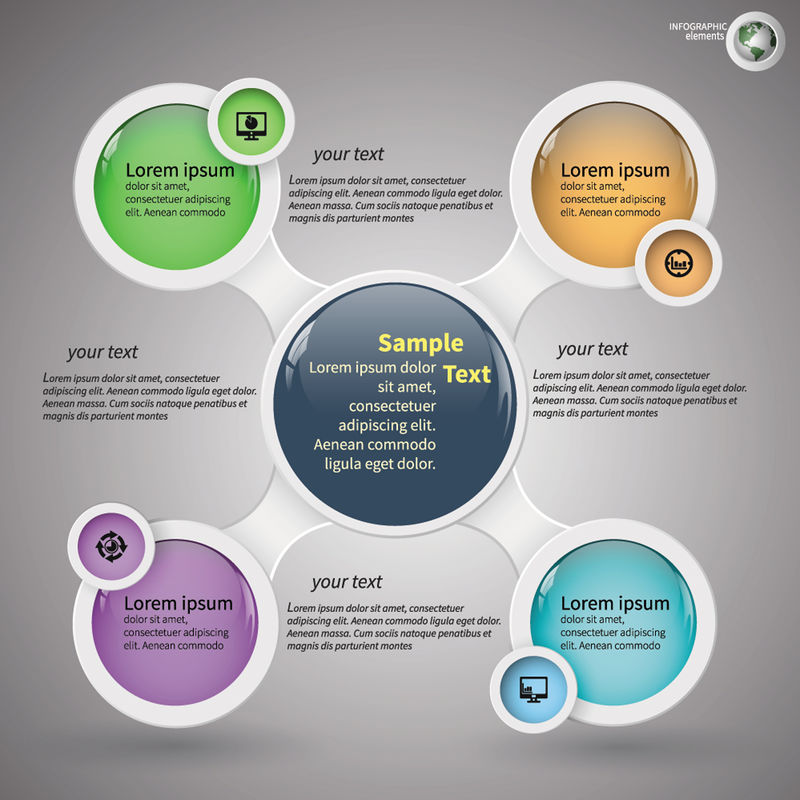 元球信息图元素-设计模板