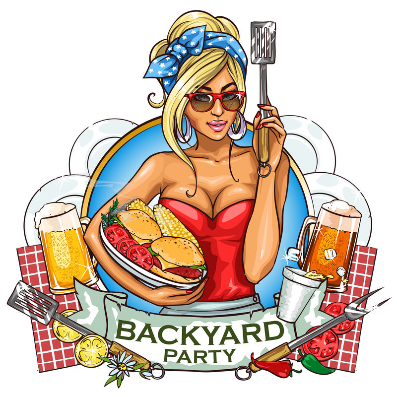 烧烤架派对标签设计