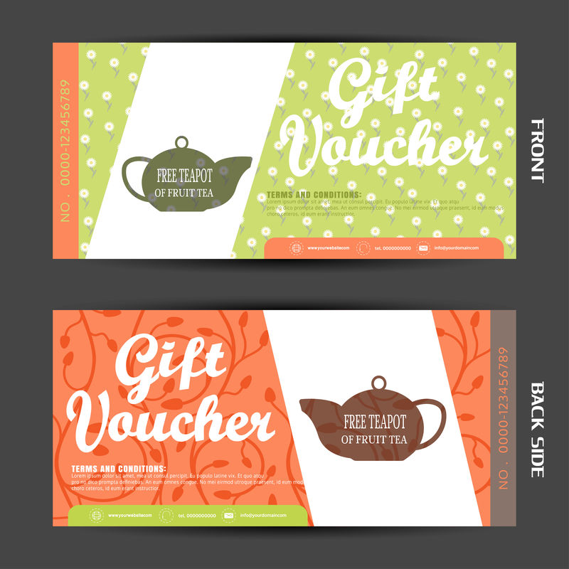 矢量空白礼品券,以增加酒吧和咖啡厅的果茶销量。
