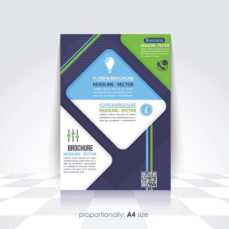平面商务A4传单和小册子-目录封面、公司传单和背景设计