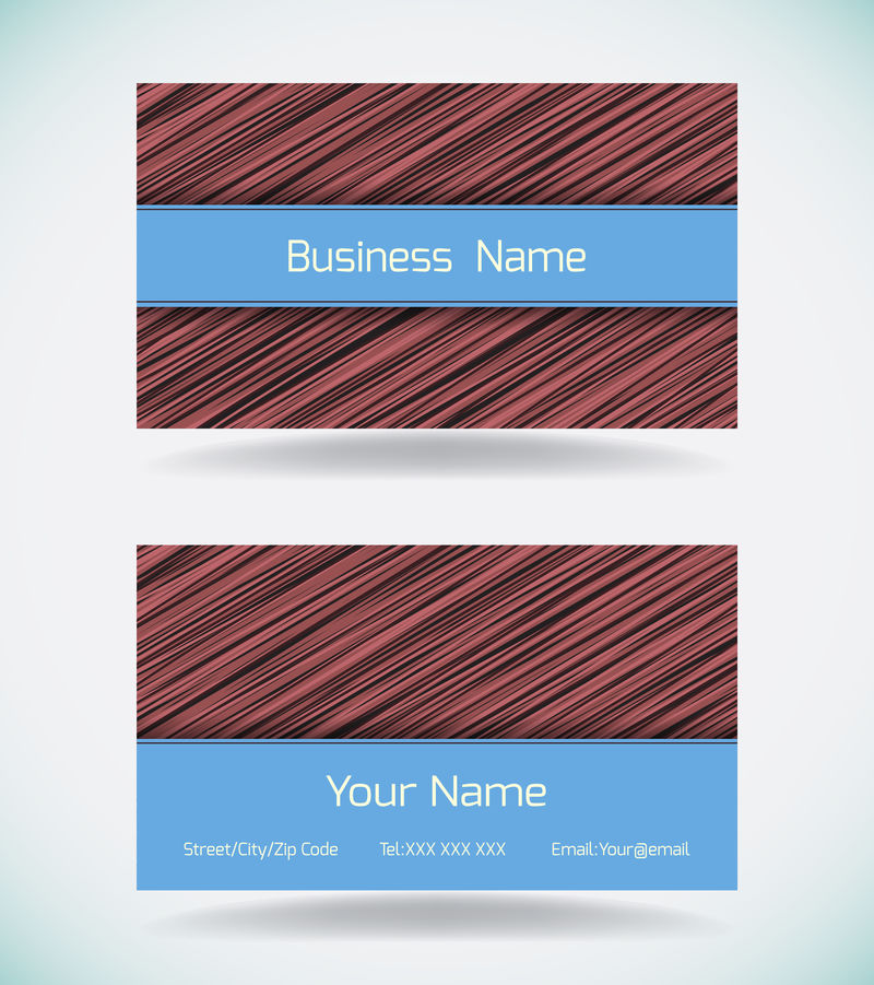带有抽象条纹的名片模板-矢量图