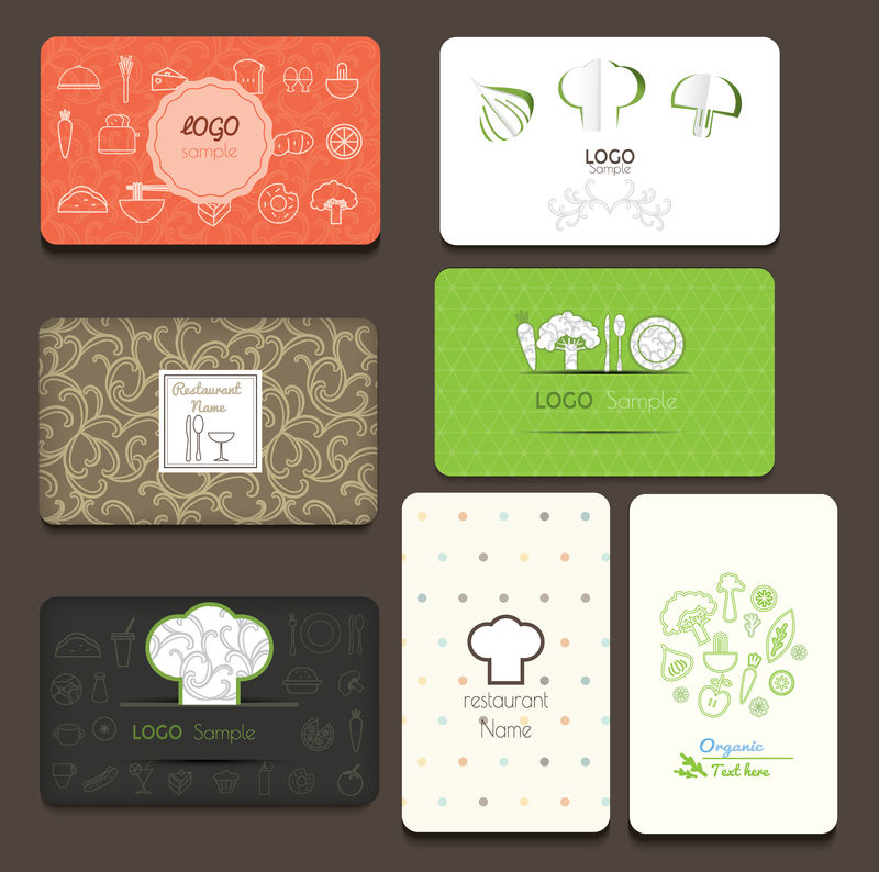 一套名片。咖啡馆和餐厅。矢量插画