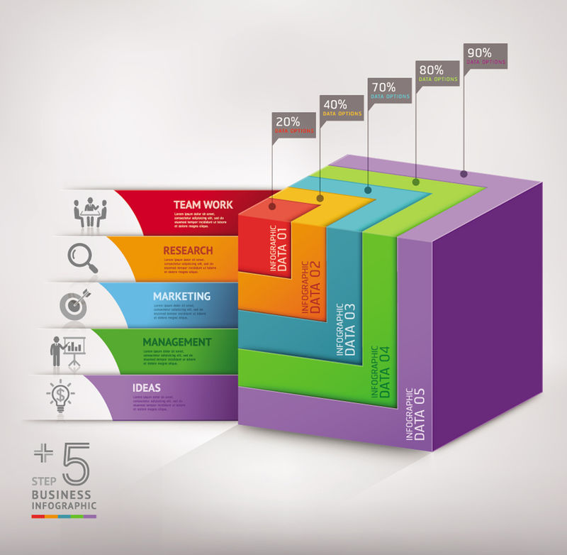 现代立体盒楼梯图业务-矢量图-可用于工作流布局、横幅、编号选项、升级选项、Web设计、信息图形