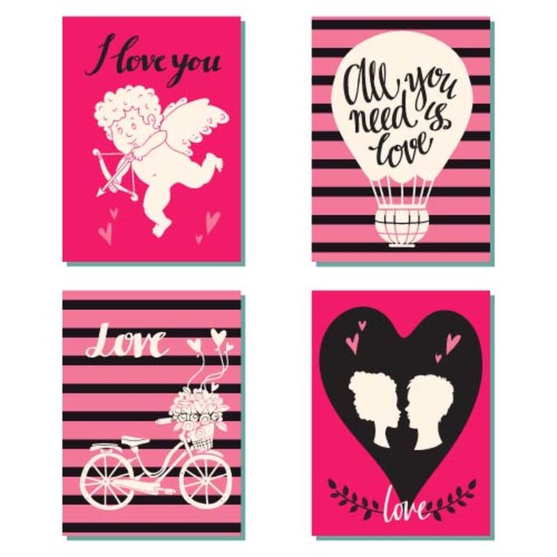 情人节贺卡-爱情贺卡-手绘文字婚礼邀请函设计