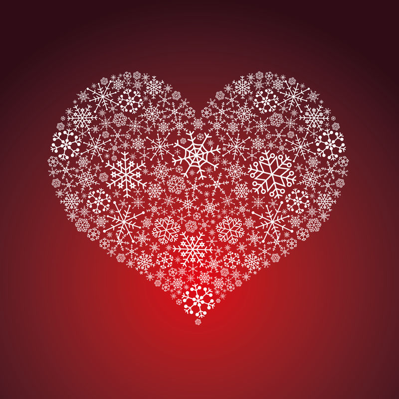 雪花中的白色和红色情人节炉床EPS10