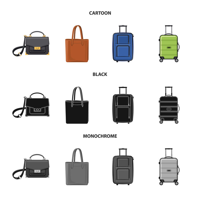 行李箱和行李标识的矢量设计-收集手提箱和旅行库存矢量图