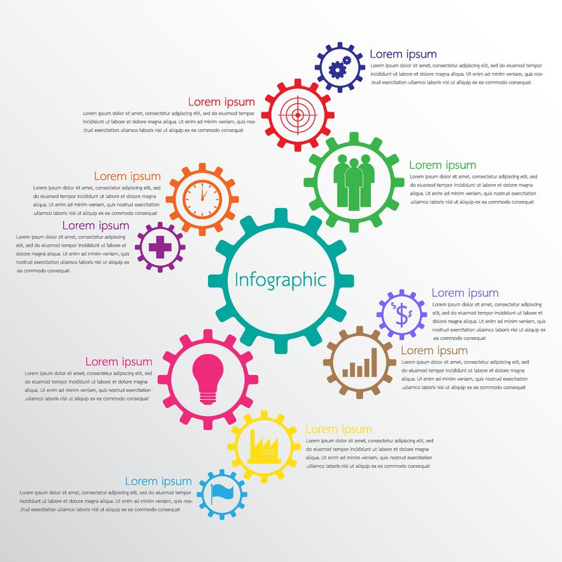 用于详细报告的矢量信息图模板-全部10个主题