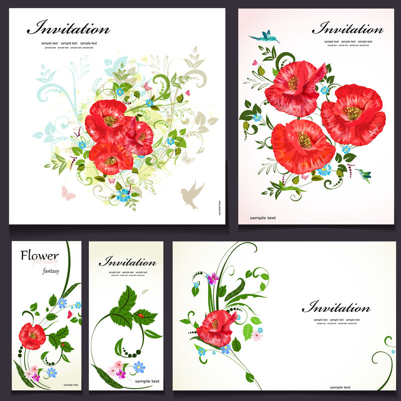 为您的设计准备一套花卉卡片