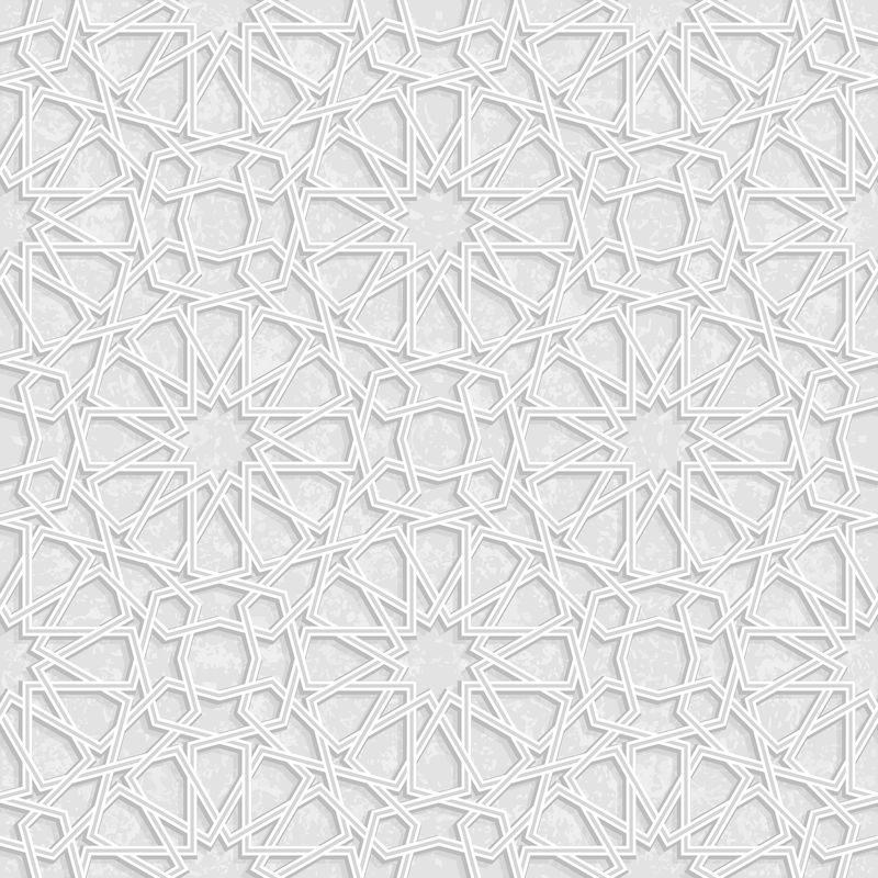 带有污秽浅灰色背景的蔓藤花纹星形图案-矢量插图