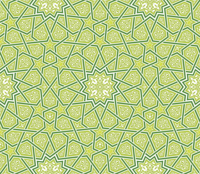 式星形装饰绿色背景-矢量插图