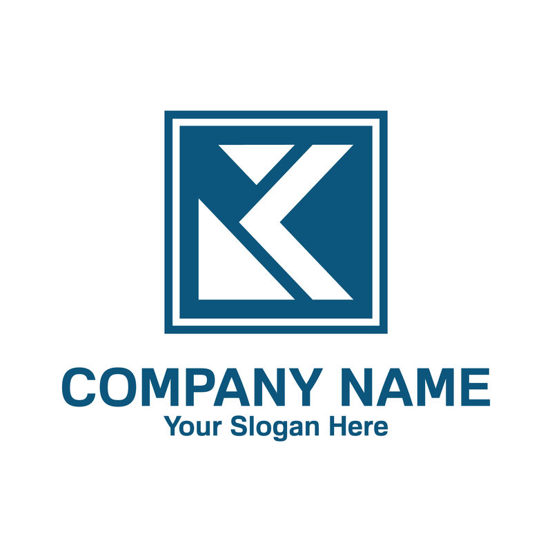 字母K标志模板-方形-内有字母K-简单干净的字母K标志设计