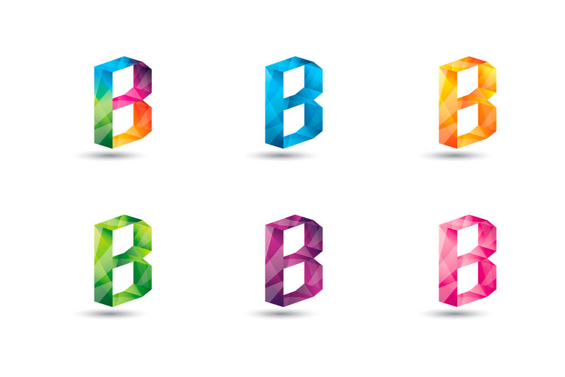 一套彩色字母B标志模板