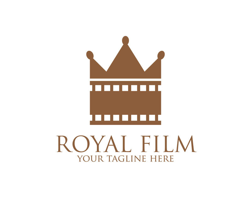 皇家电影标志设计矢量-胶片条和皇冠图标矢量