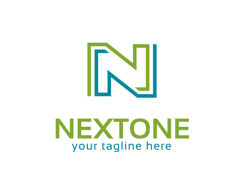 商业公司字母N标志设计矢量。彩色字母