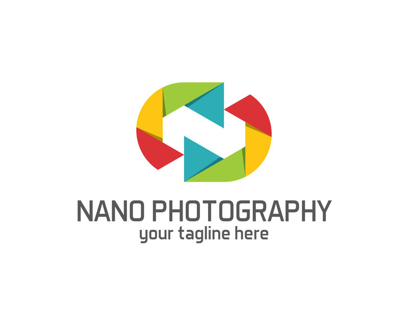 摄影标志设计矢量模板。照相机镜头符号Vect