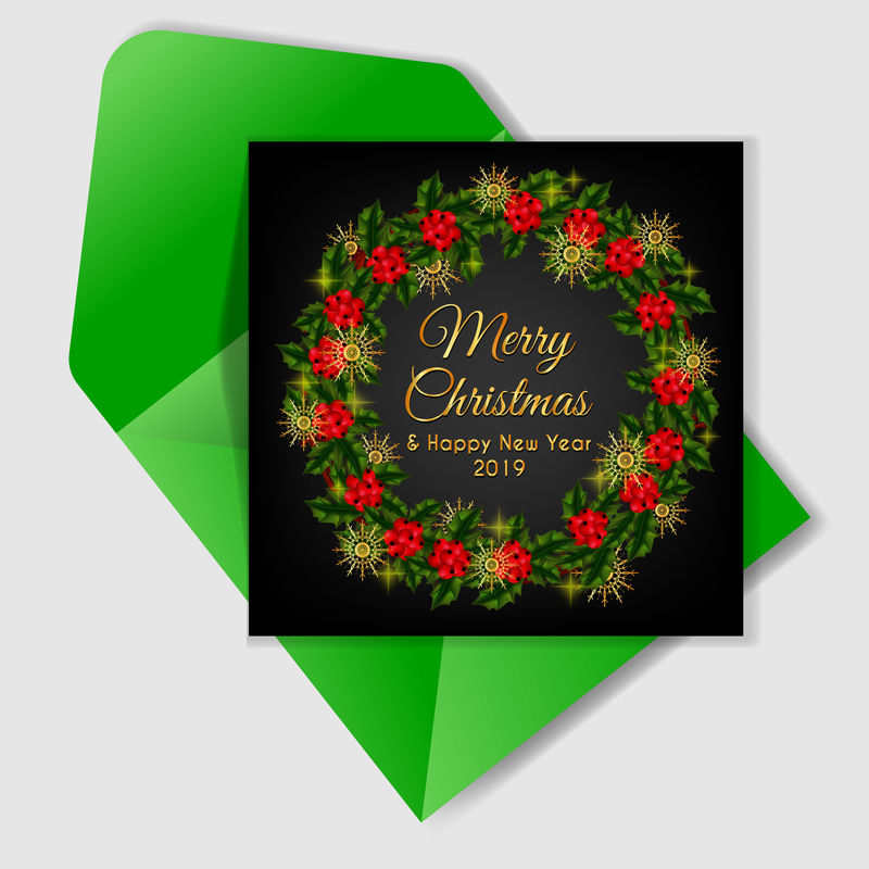 圣诞浆果花环卡圣诞灯