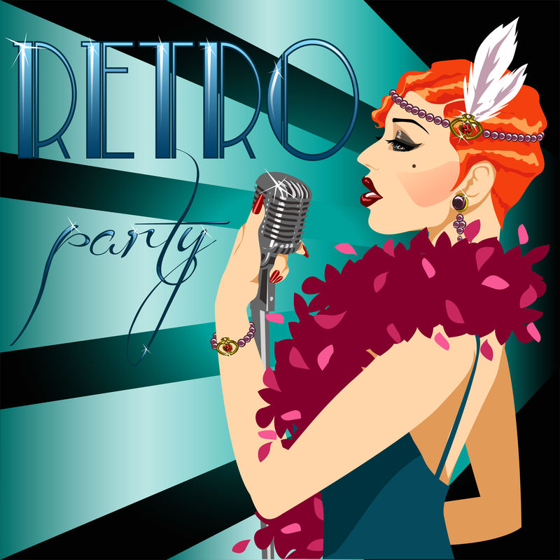 带有示例文本的聚会邀请。20世纪20年代的职位。