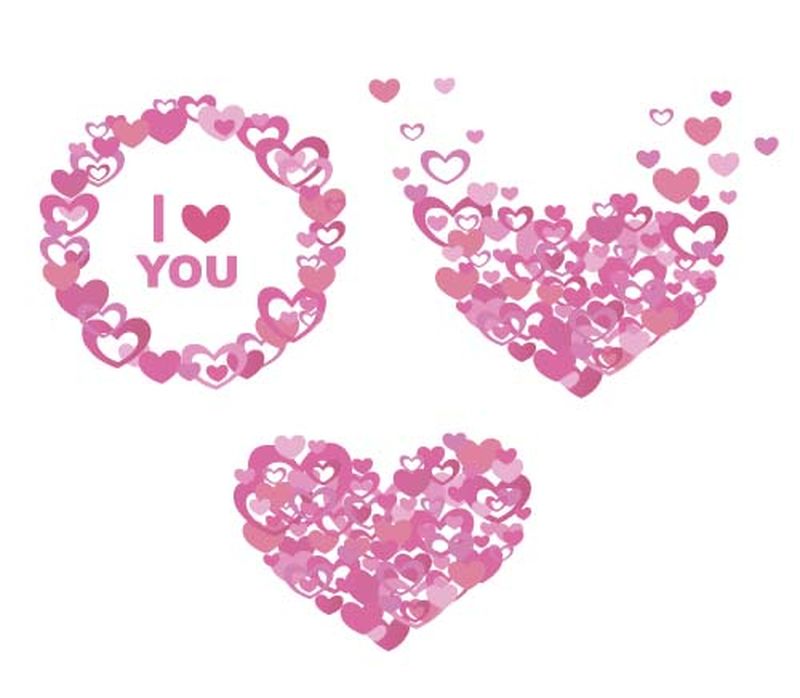 用抽象的粉红色心形问候