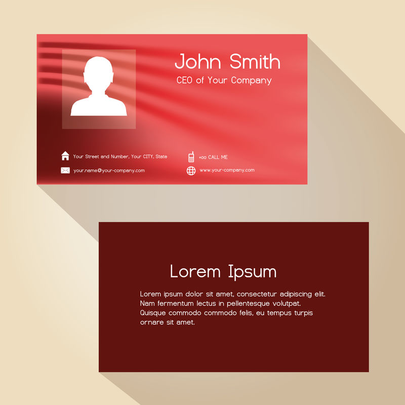 简单的红色抽象色名片设计EPS10