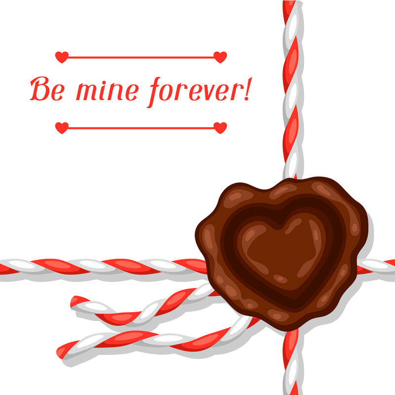 带信封和封蜡的贺卡。概念可用于情人节、婚礼或爱情告解信息。