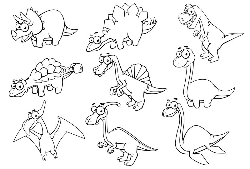 可爱恐龙卡通插图