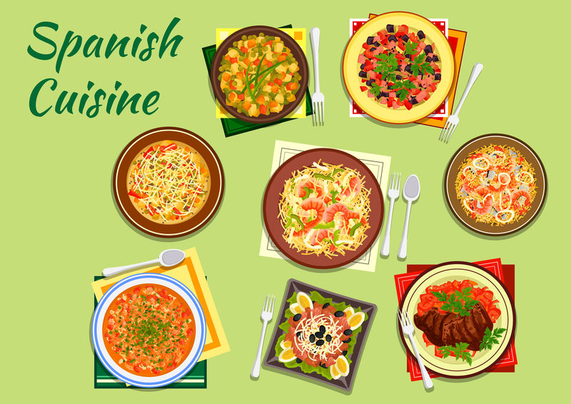 西班牙菜的海鲜和肉类