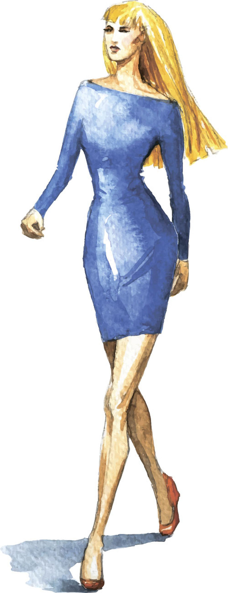 矢量水彩美女模特