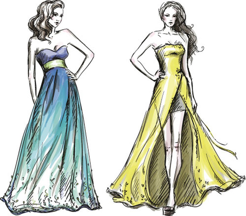 时装插图-长裙-猫道