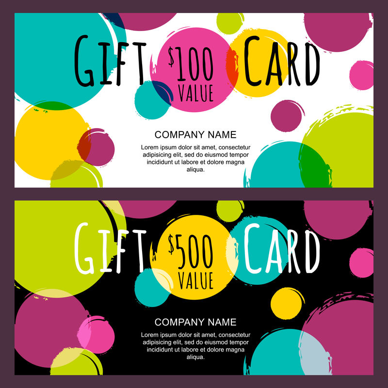 矢量礼品卡,抽象水彩污点,污渍,水花BA