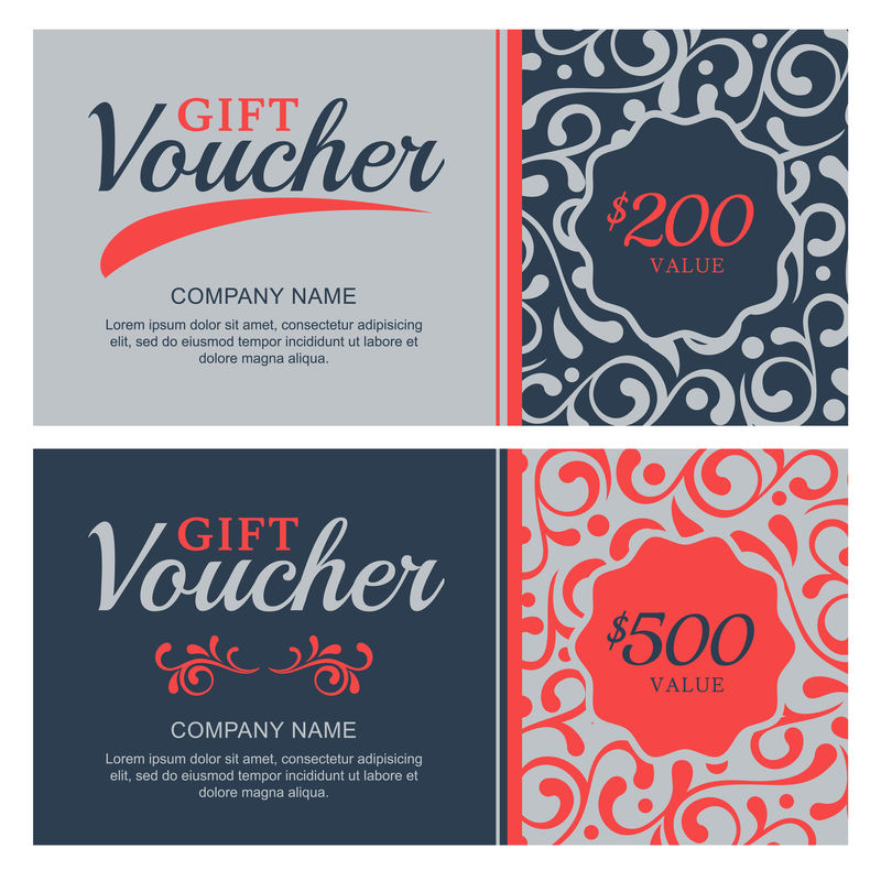 矢量礼品券,装饰丰富。