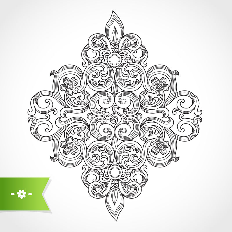 复古华丽图案-维多利亚风格的巴洛克式花卉装饰品-传统装饰-设计元素-贺卡和婚礼请柬的装饰-包和衣服的装饰