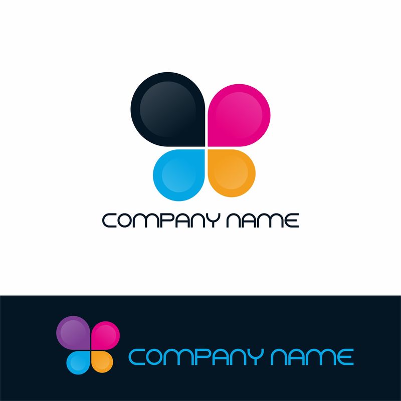 四瓣花瓣-三叶草或蝴蝶翅膀-矢量图形图标