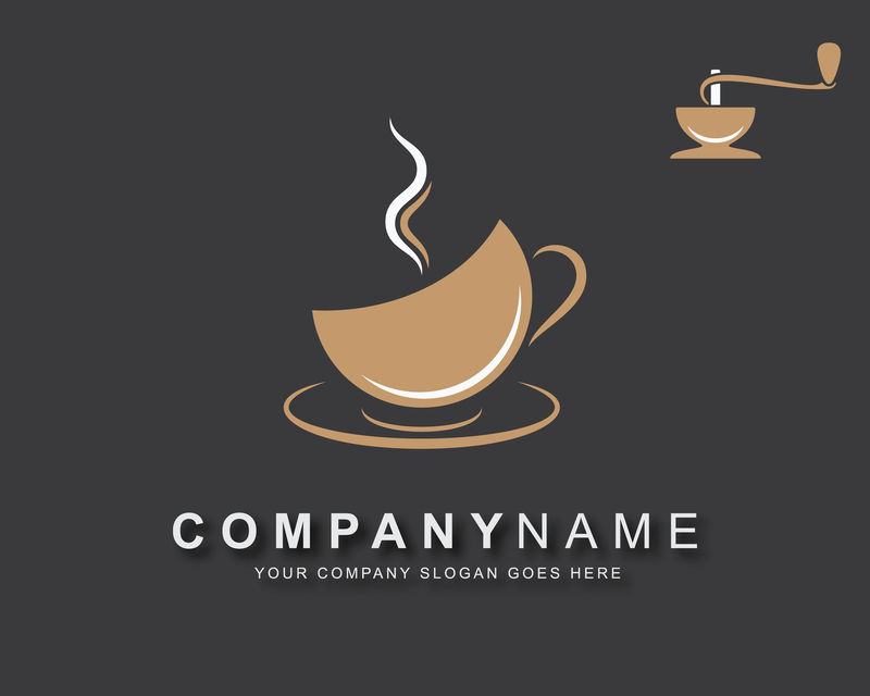 咖啡杯、咖啡馆的热饮标志设计模板、餐厅菜单、横幅