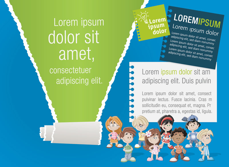 儿童广告小册子彩色模板