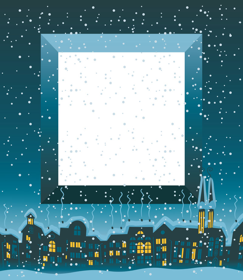 圣诞卡上有冬天的旧城和铭文的地方