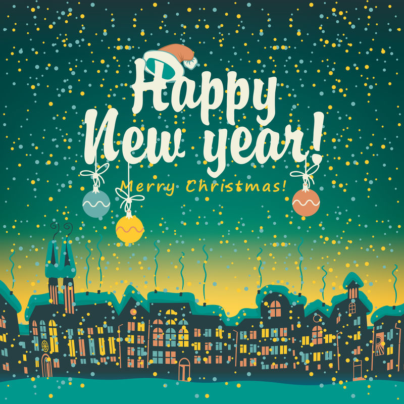 冬季旧城圣诞卡