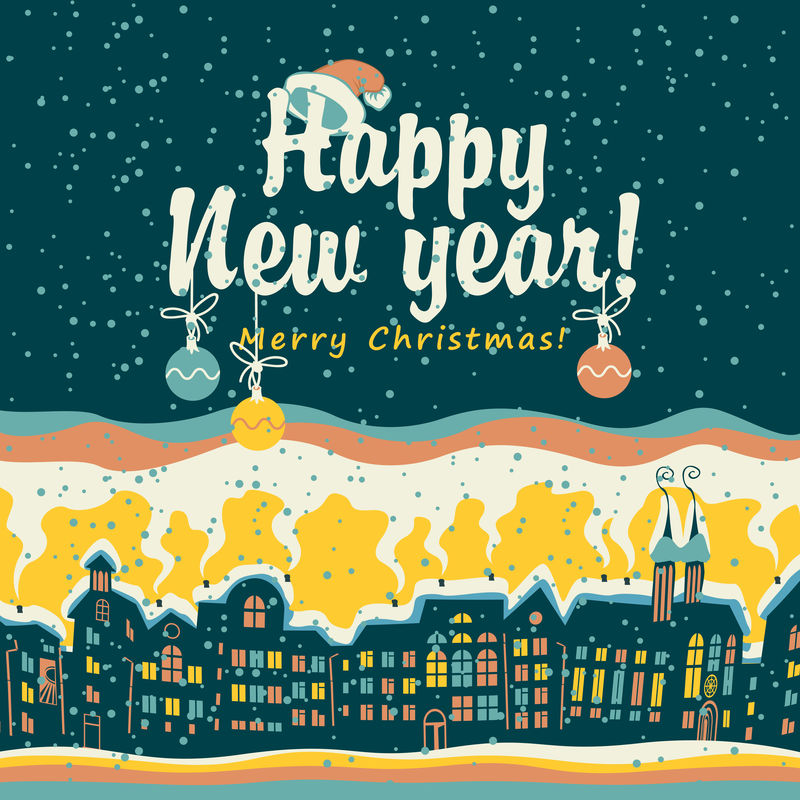 冬季旧城圣诞卡